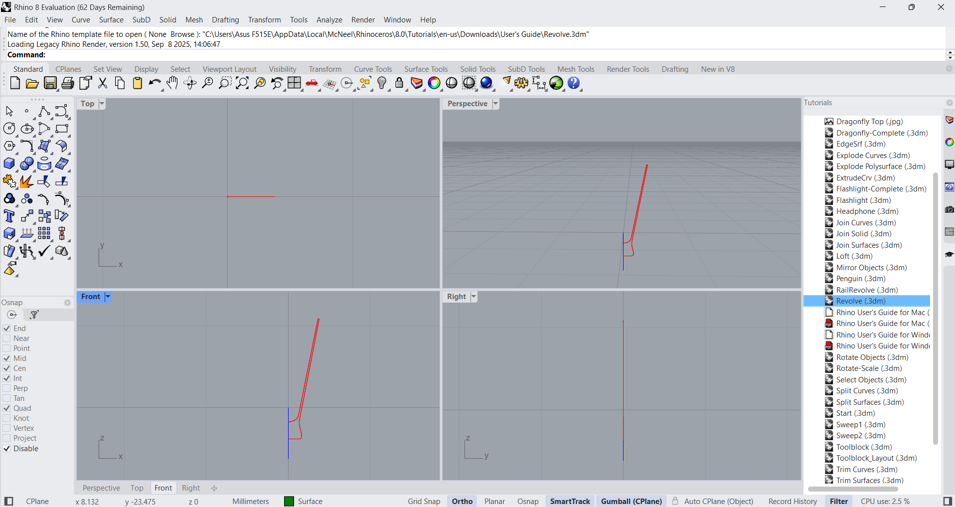 Comando Revolve Inicial